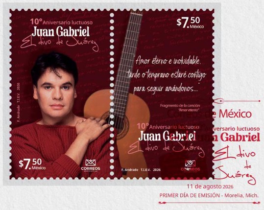 Correos de México lanza timbre conmemorativo por aniversario de Juan Gabriel