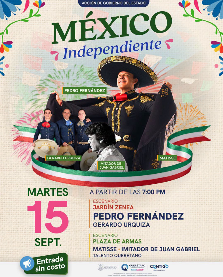 Pedro Fernández dará el Grito con miles de fans en un concierto gratuito e histórico en Querétaro