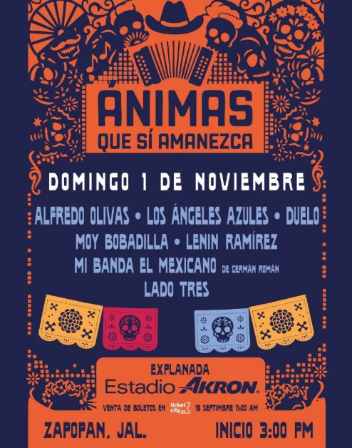 Alfredo Olivas, Duelo y Los Ángeles Azules encabezan el Festival Ánimas Que Sí Amanezca en Guadalajara