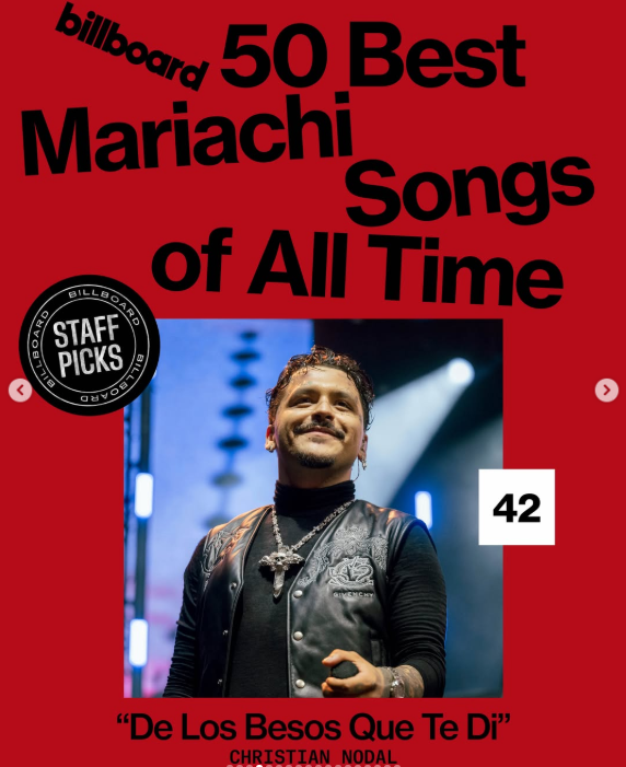 Christian Nodal y Ángela Aguilar hacen historia en el ranking de canciones de mariachi de Billboard