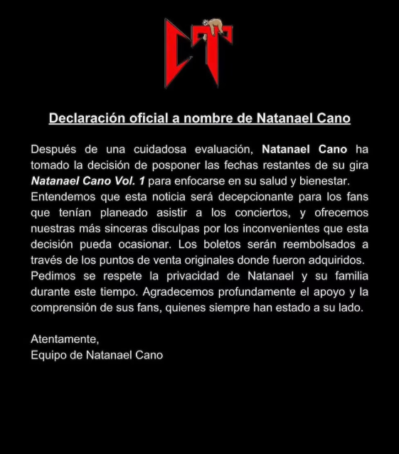 Natanael Cano frena su gira Vol. 1 y deja sin concierto a miles de seguidores