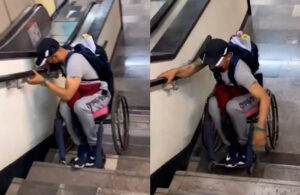 Video de hombre bajando las escaleras del metro en silla de ruedas se viraliza