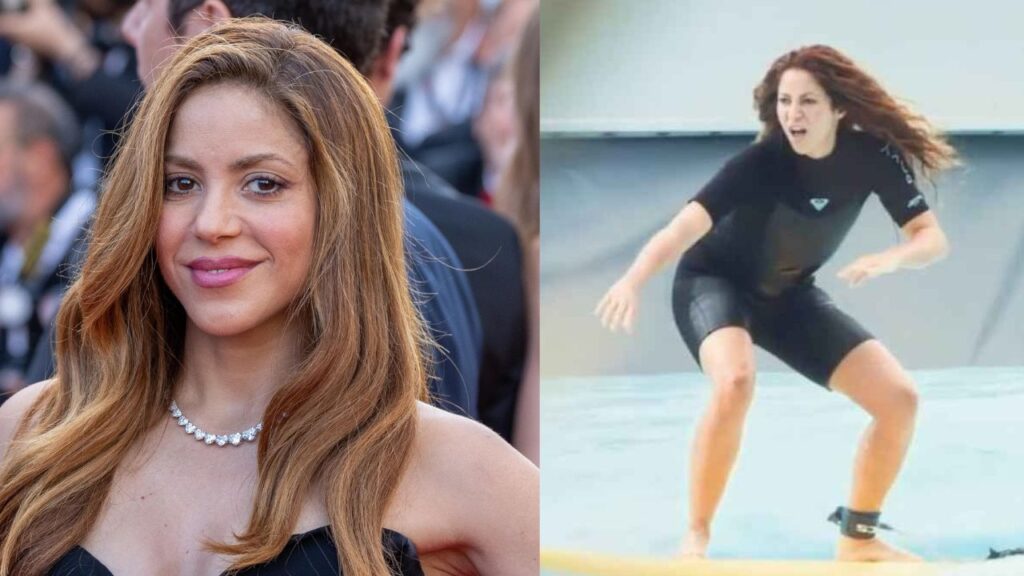 Shakira se encontraba practicando surf, uno de sus deportes favoritos, cuando inesperadamente vivió una caída de su tabla.