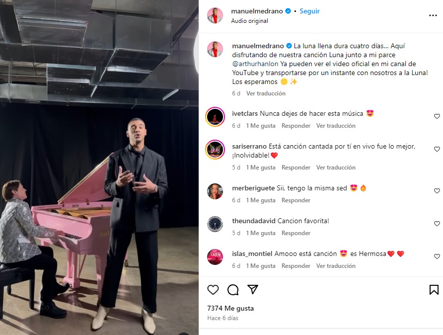 Manuel Medrano encanta con &ldquo;Luna&rdquo; y gana premio a 'Mejor Artista Pop'