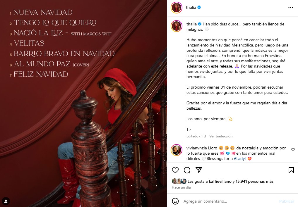 Thal&iacute;a pide milagro para su hermana Ernestina Sodi y agradece apoyo incondicional de sus fans