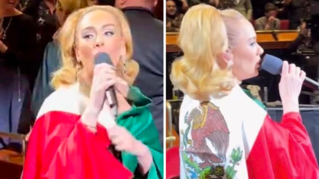 Adele se cobija con la bandera nacional en su show en Las Vegas