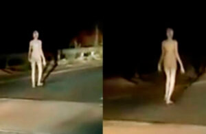 Video: &iquest;Un fantasma o un extraterrestre? Captan a extra&ntilde;a criatura caminando por una carretera