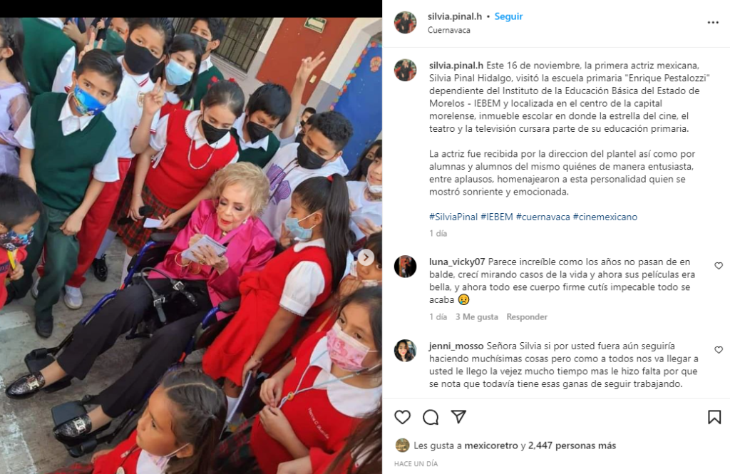 Silvia Pinal record&oacute; su ni&ntilde;ez al regresar a la escuela donde estudi&oacute;