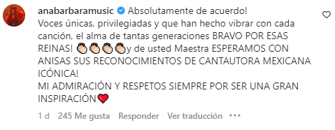 Ana Gabriel critica que no hayan televisado premiaci&oacute;n a Amanda Miguel en los Latin Grammys