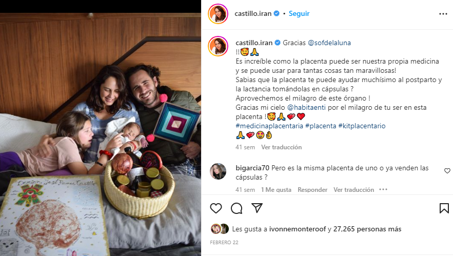 Ir&aacute;n Castillo habla de c&oacute;mo fue comerse la placenta cuando naci&oacute; su hijo