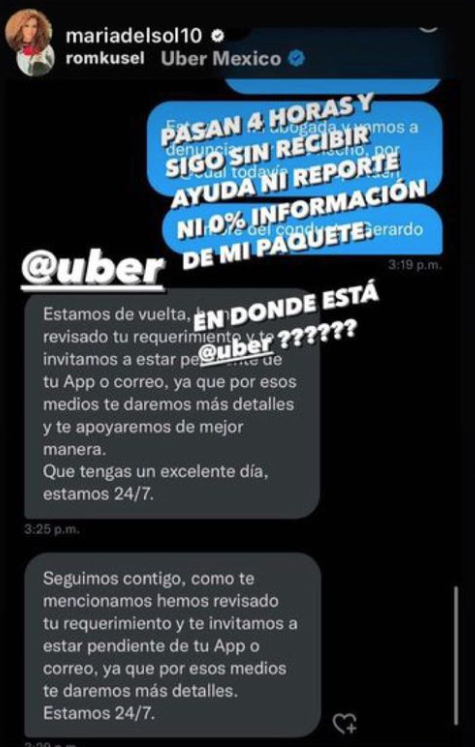 Mar&iacute;a del Sol denuncia robo de papeles por parte de Uber