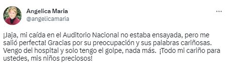 &iexcl;Ang&eacute;lica Mar&iacute;a sufre aparatosa ca&iacute;da en pleno concierto!