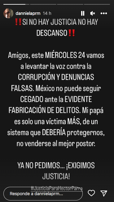 Daniela Parra convoca a manifestaci&oacute;n para que se haga justicia en el caso de H&eacute;ctor Parra