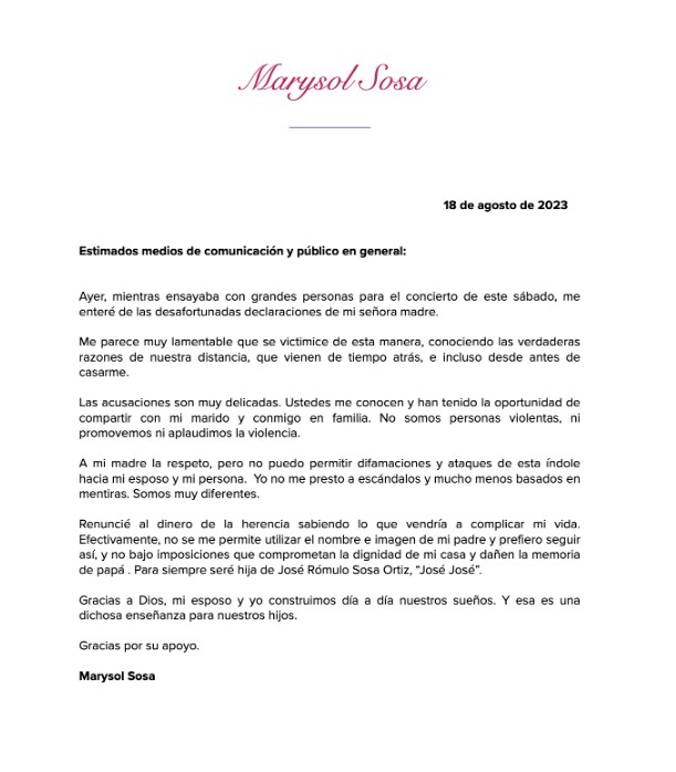 Sarita Sosa opina sobre distanciamiento entre Anel Nore&ntilde;a y Marysol Sosa