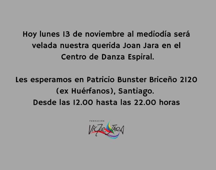 Fallece a los 96 a&ntilde;os Joan Jara, viuda de V&iacute;ctor Jara