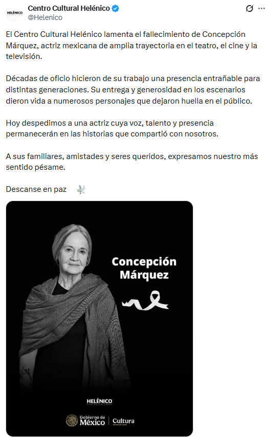 Concepci&oacute;n M&aacute;rquez es despedida con honores por el gremio art&iacute;stico tras su lamentable deceso